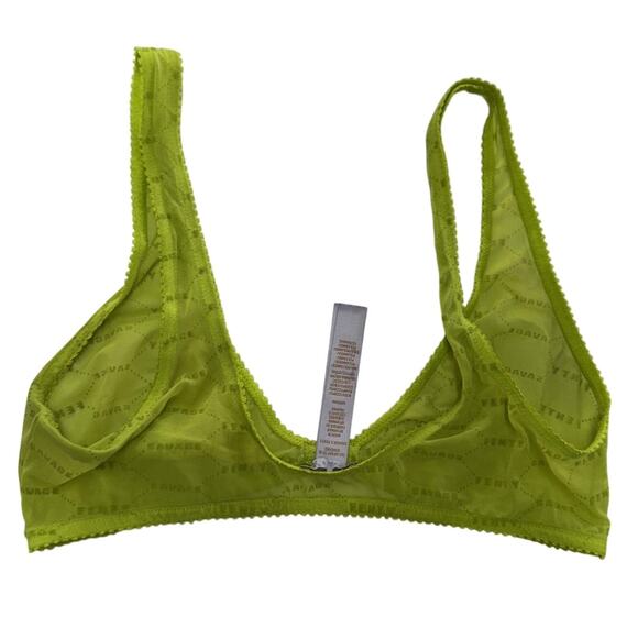 Savage X Fenty Bralette Womens Medium Lime Green Sheer Mesh Triangle Wireless - Picture 2 of 5